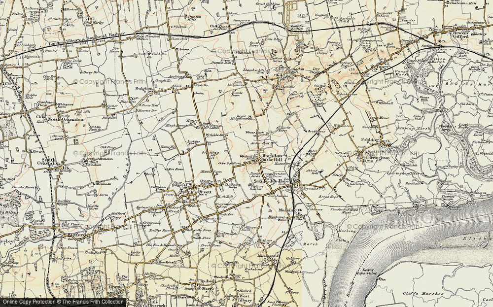 Old Map of Horndon on the Hill, 1897-1898 in 1897-1898