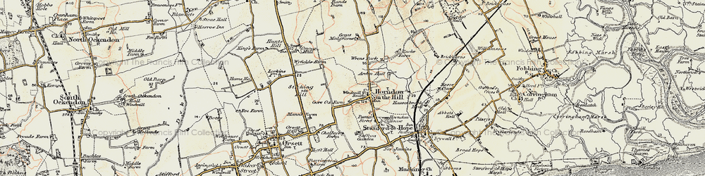 Old map of Horndon on the Hill in 1897-1898