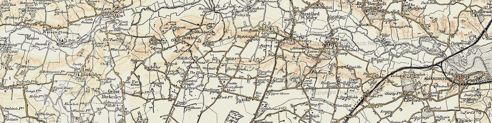Old map of Hornestreet in 1898-1899