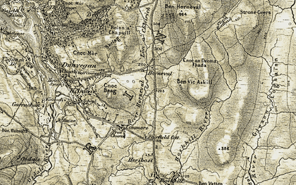 Old map of Ben Vic Askill in 1909-1911