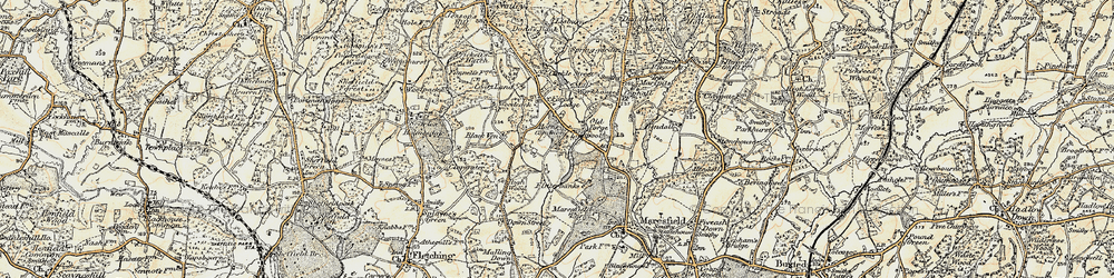 Old map of Horney Common in 1898