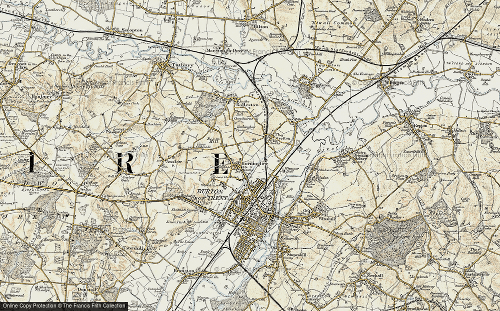 Old Map of Horninglow, 1902 in 1902