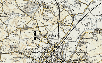 Old map of Horninglow in 1902