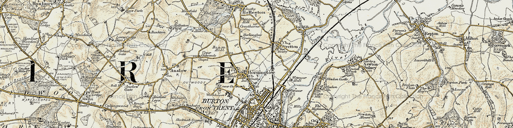 Old map of Horninglow in 1902