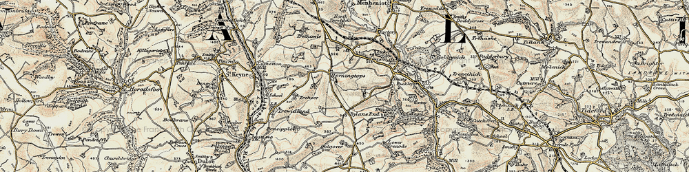 Old map of Horningtops in 1900