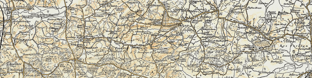 Old map of Horns Cross in 1898