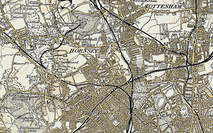 Old map of Hornsey Vale in 1897-1898