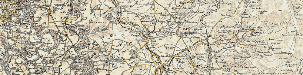 Old map of Horrabridge in 1899-1900