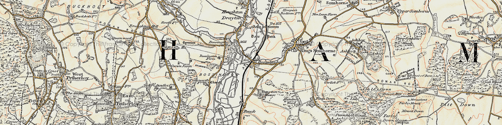 Old map of Horsebridge in 1897-1900
