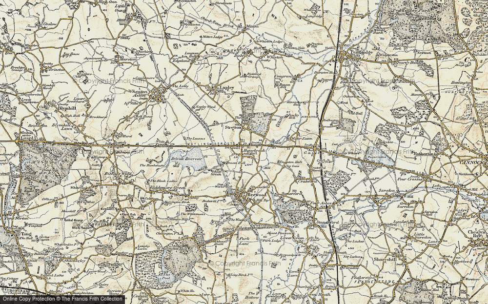 Old Map of Historic Map covering Engleton Hall in 1902