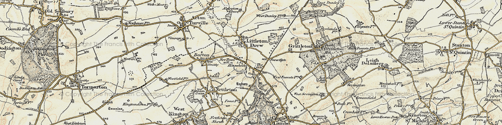 Old map of Horsedown in 1898-1899