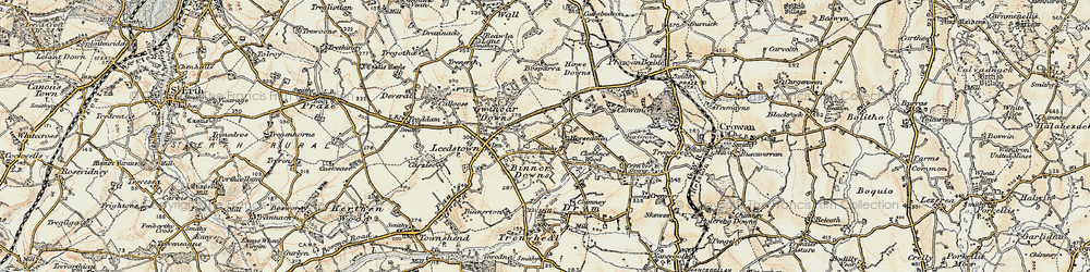 Old map of Binner Downs in 1900