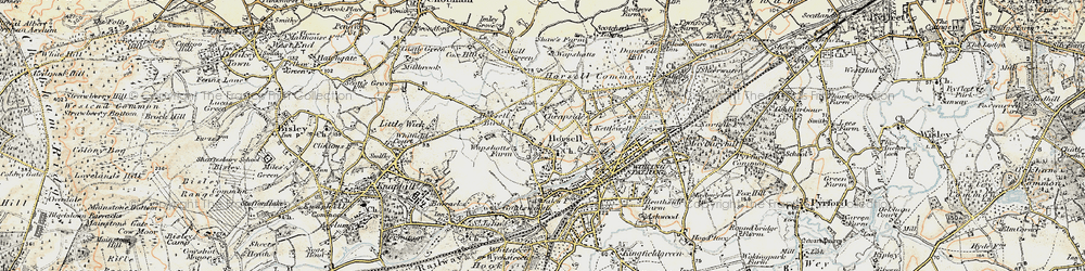 Old map of Horsell in 1897-1909