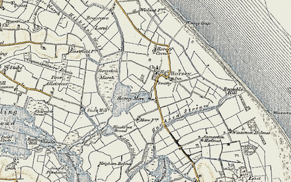 Old map of Brayden Marshes in 1901-1902