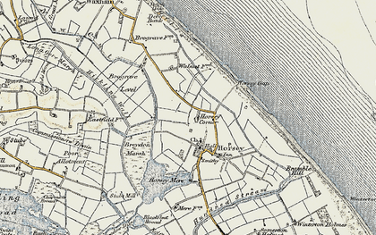 Old map of Brograve Level in 1901-1902