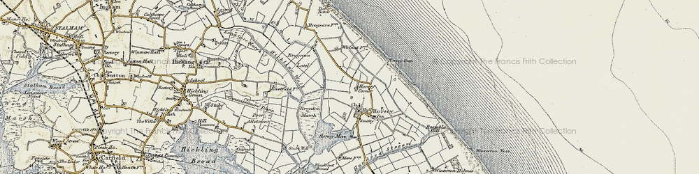 Old map of Brograve Level in 1901-1902