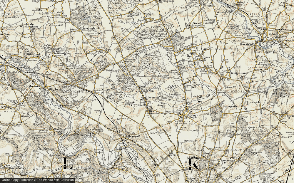Old Map of Horsford, 1901-1902 in 1901-1902