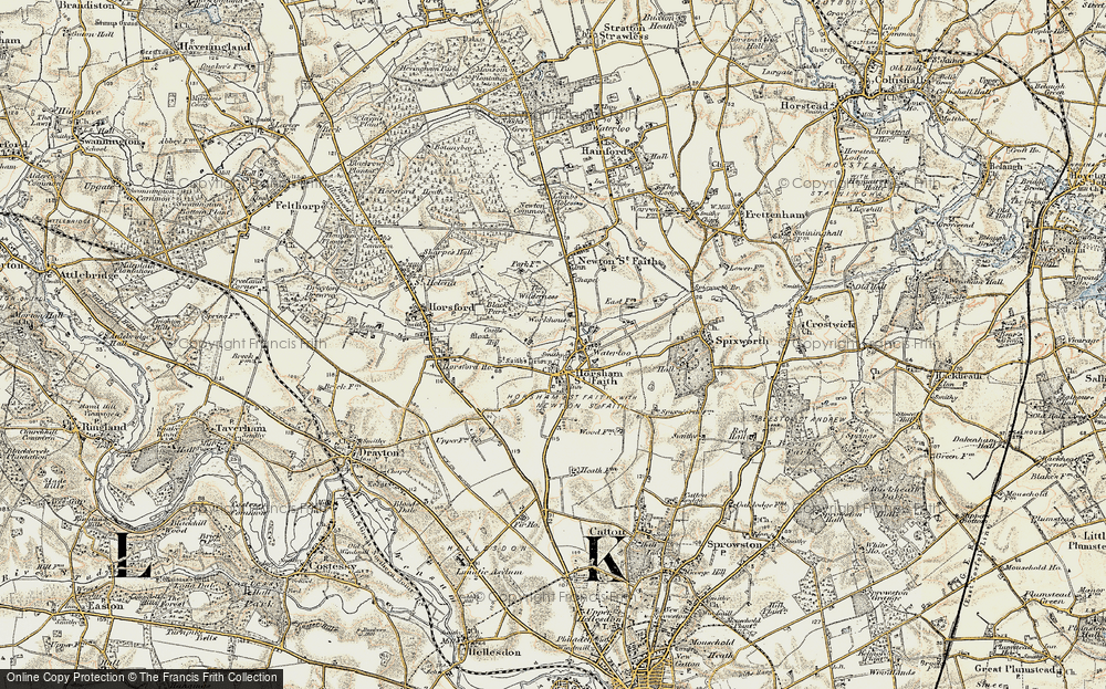 Old Map of Horsham St Faith, 1901-1902 in 1901-1902