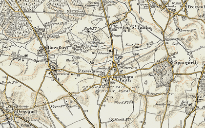 Old map of Horsham St Faith in 1901-1902