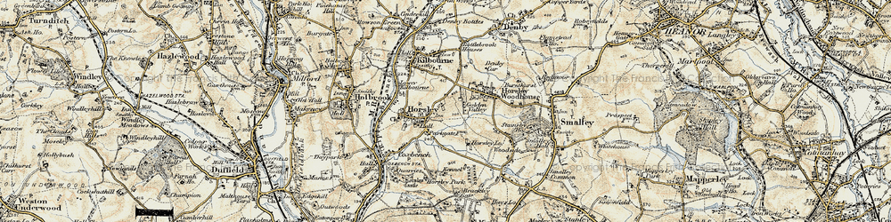 Old map of Horsley in 1902-1903