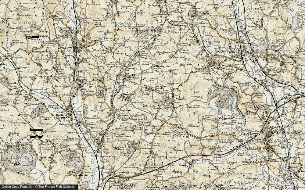 Old Map of Horsley Woodhouse, 1902-1903 in 1902-1903