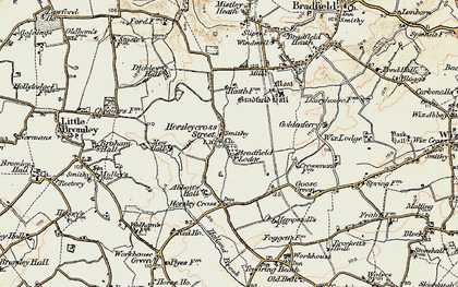 Old map of Horsleycross Street in 1898-1899