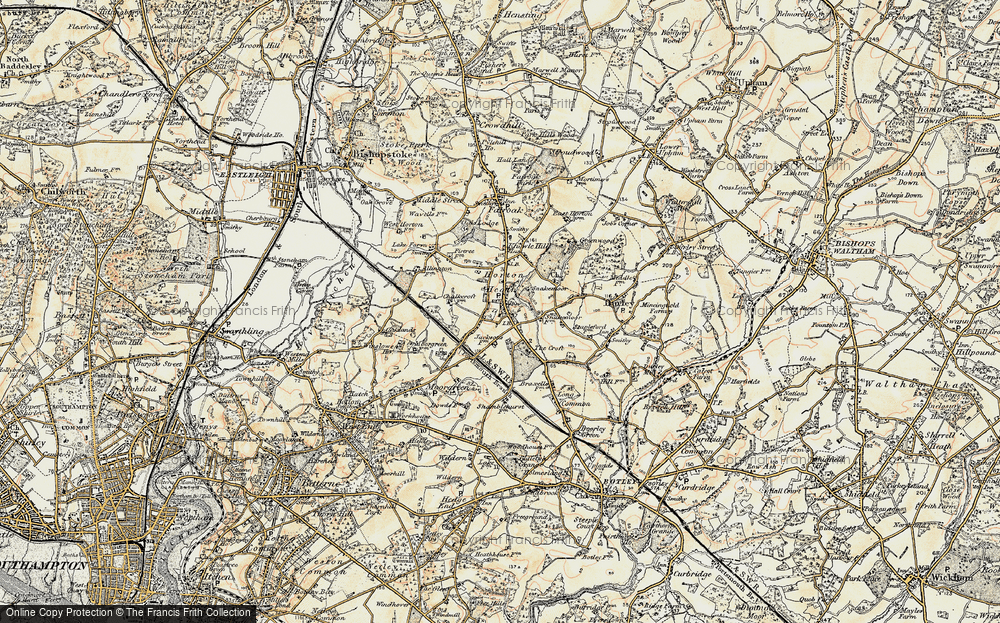 Old Map of Historic Map covering Hedge End Sta in 1897-1900