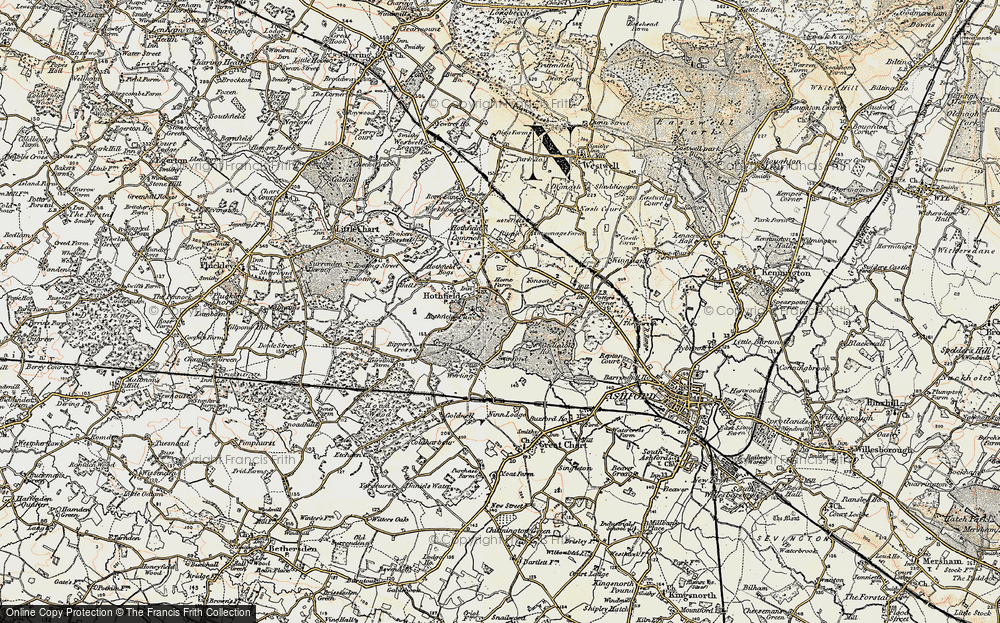 Old Map of Hothfield, 1897-1898 in 1897-1898
