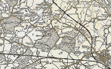 Old map of Hothfield in 1897-1898