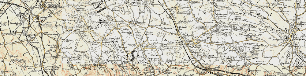 Old map of Hotley Bottom in 1897-1898