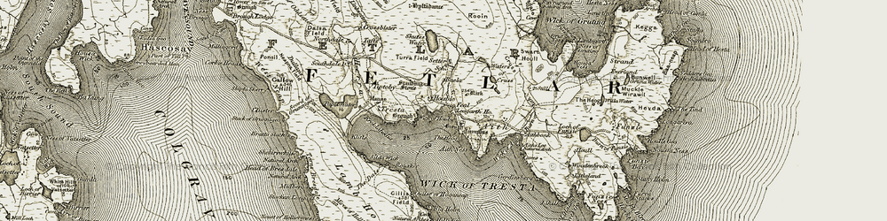 Old map of Aith in 1912