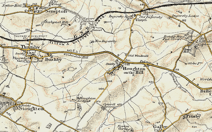 Old map of Houghton on the Hill in 1901-1903