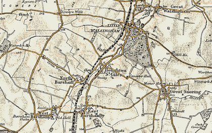 Old map of Houghton St Giles in 1901-1902