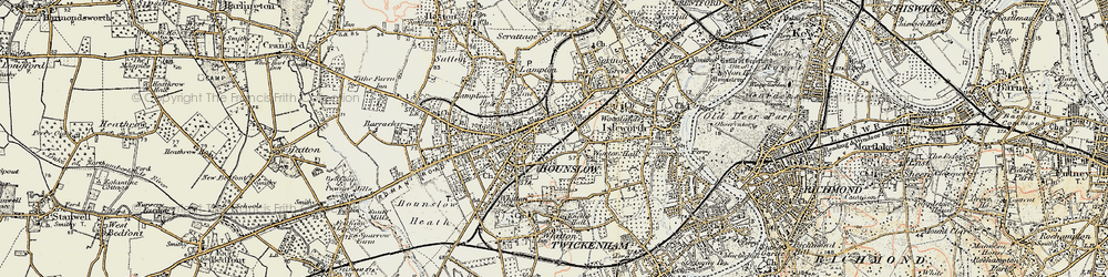 Old map of Hounslow in 1897-1909
