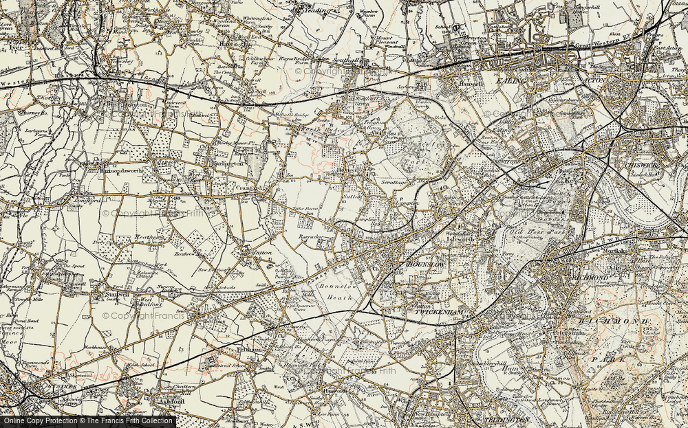 OLD ORDNANCE SURVEY MAP HOUNSLOW WEST 1894
