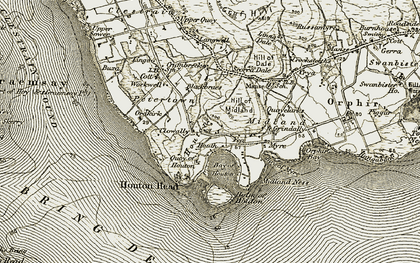 Old map of Bay of Houton in 1911-1912