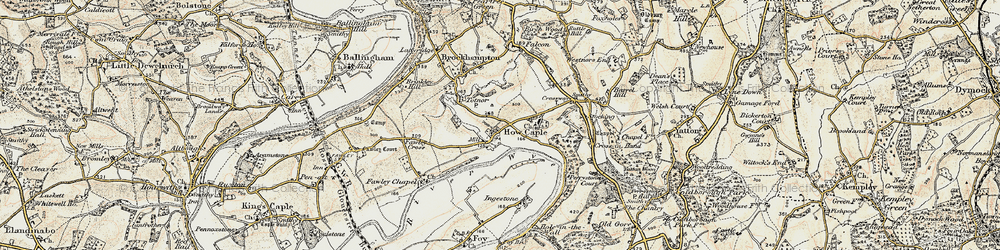 Old map of How Caple in 1899-1900