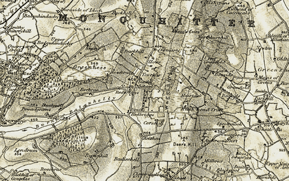 Old map of Howe of Teuchar in 1909-1910