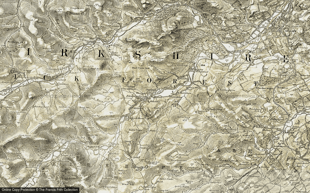 Old Map of Historic Map covering Hutlerburn in 1901-1904