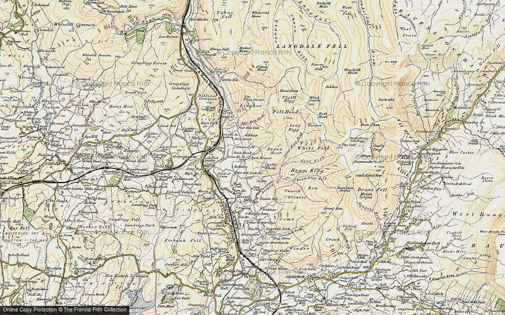 Old Map of Historic Map covering Bram Rigg Beck in 1903-1904