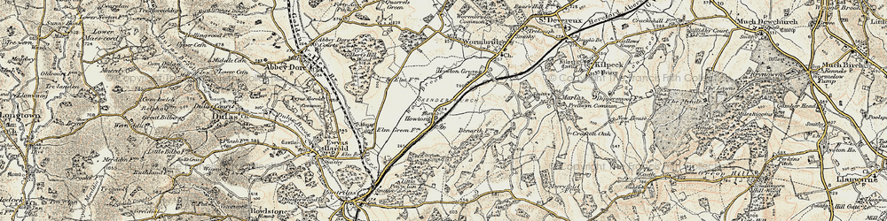 Old map of Worm Brook in 1900