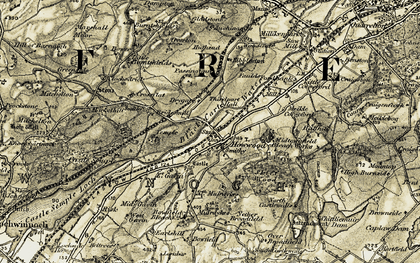 Old map of Whittliemuir Midton Loch in 1905-1906