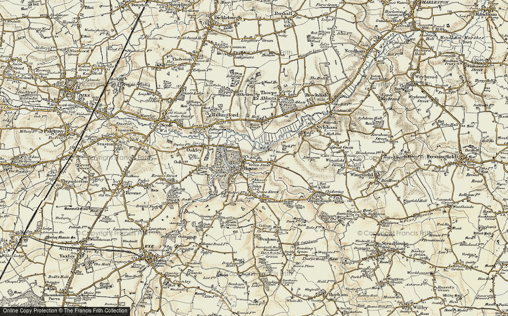 Old Map of Hoxne, 1901-1902 in 1901-1902