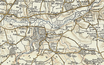 Old map of Hoxne in 1901-1902