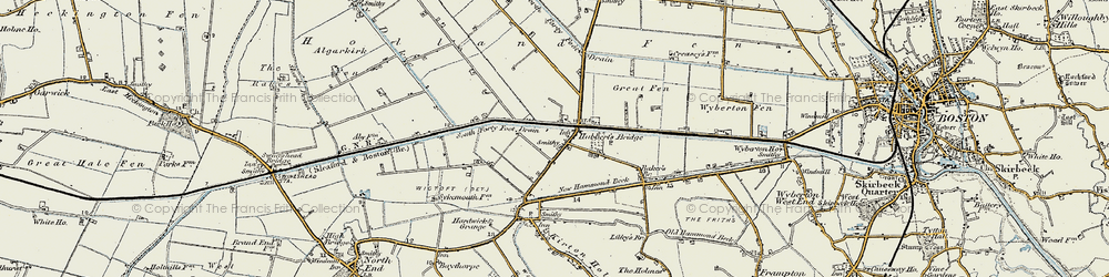Old map of Hubbert's Bridge in 1902-1903
