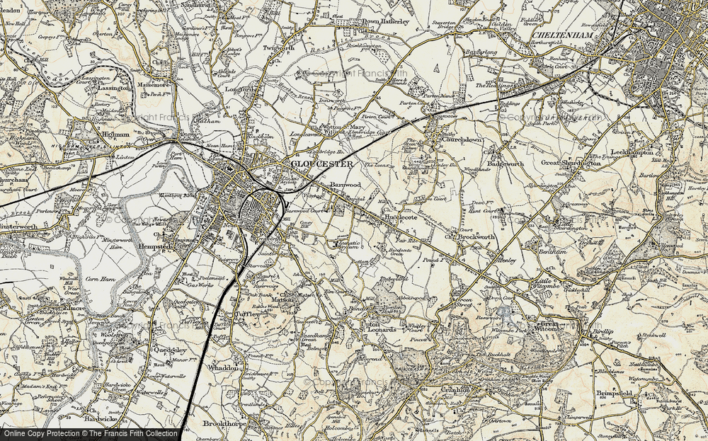 Old Map of Hucclecote, 1898-1900 in 1898-1900