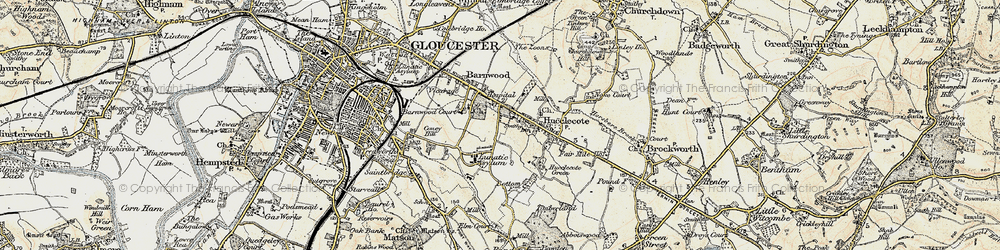 Old map of Hucclecote in 1898-1900