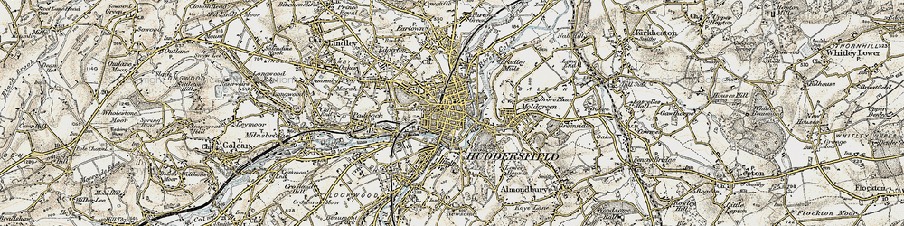 Old map of Huddersfield in 1903