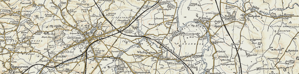 Old map of Huddlesford in 1902