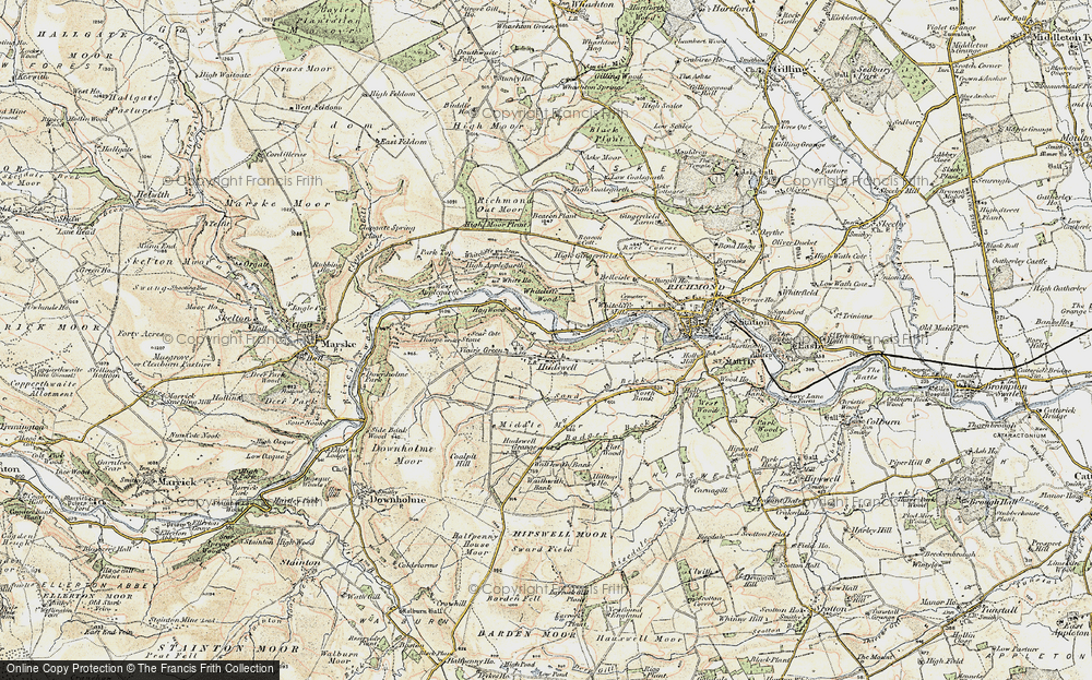 Old Map of Historic Map covering Whitcliffe Scar in 1903-1904